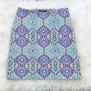 Talbots Skirt Geometric Print Mandala Cotton Lined Sz. 2 Petite